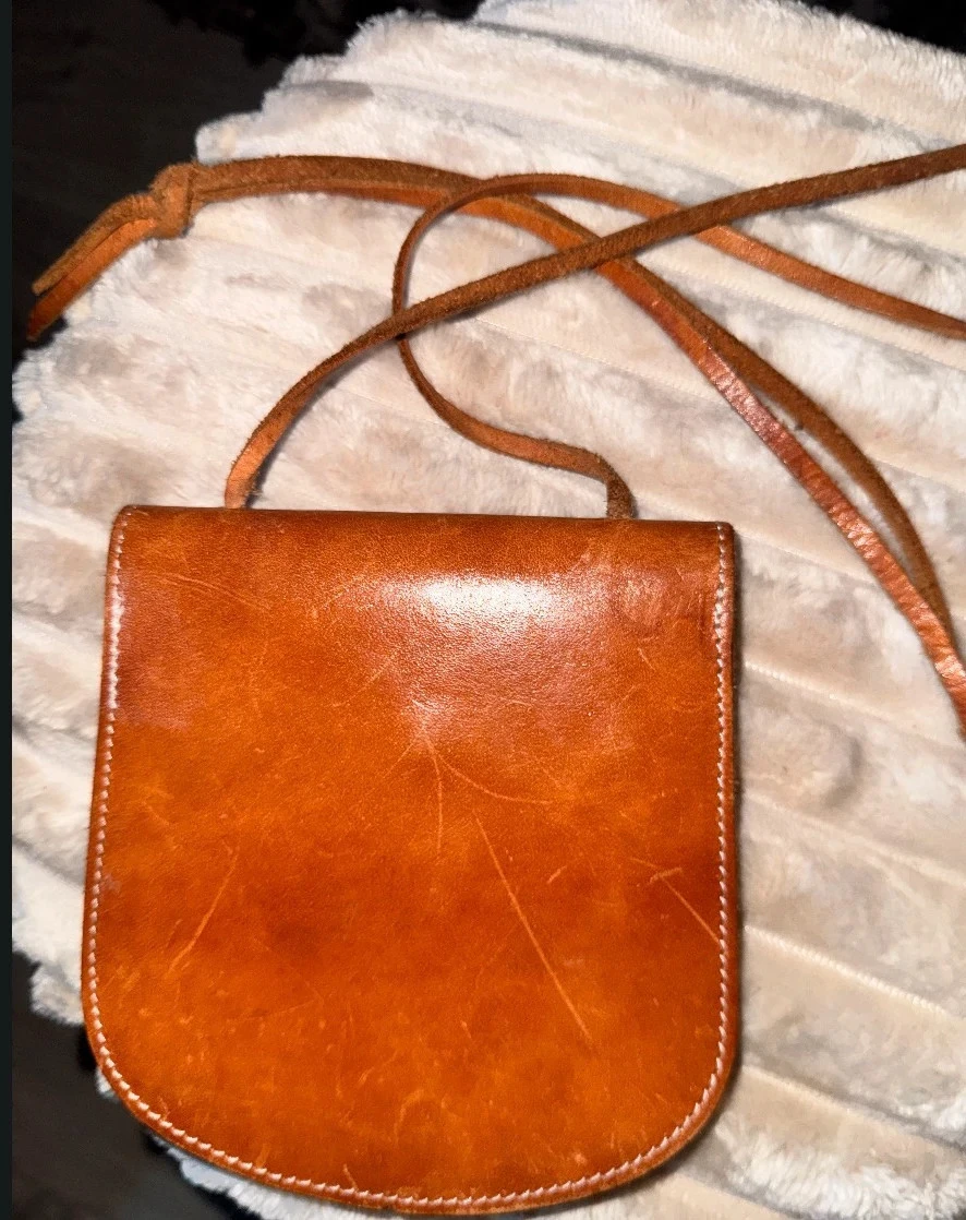 Bolsa tiracolo vintage de couro marrom / camelo – photo 4
